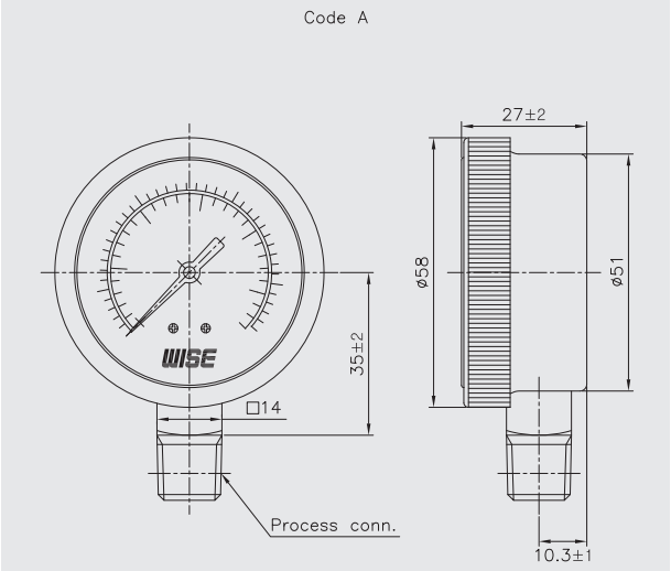 Đồng hồ đo áp suất WISE P113
